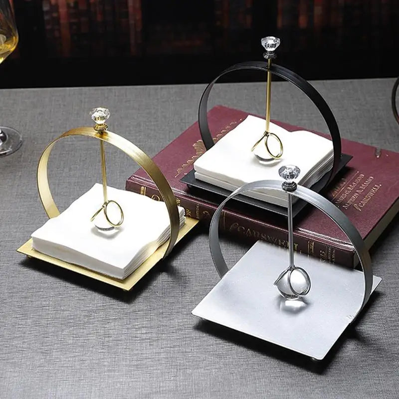 Napkin Rack Tissue Dispenser Light Luxury Crystal Ball Metal Tissue Holder Paper Napkin Serviette Rack Dispenser for Kitchen